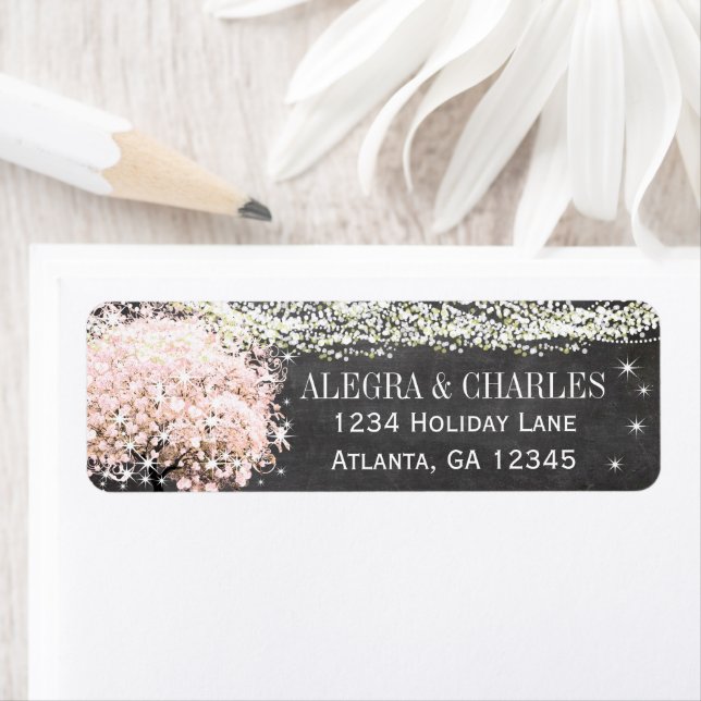 Étiquette Adresse de retour du Mariage du tableau de bord (En situation)