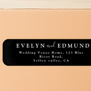 Étiquette Adresse de retour du Mariage noir et blanc chic