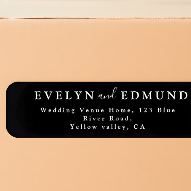 Étiquette Adresse de retour du Mariage noir et blanc chic (Créateur téléchargé)