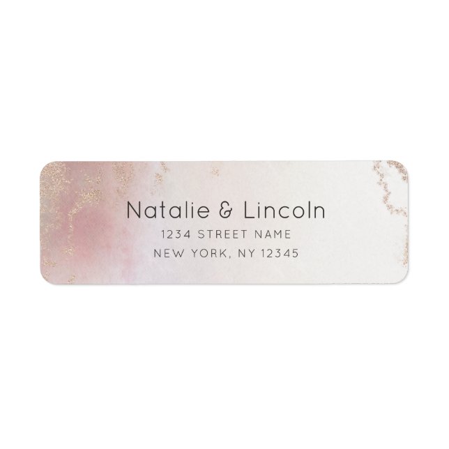 Étiquette Adresse de retour du Mariage Ombre Blush Pink Froi (Devant)
