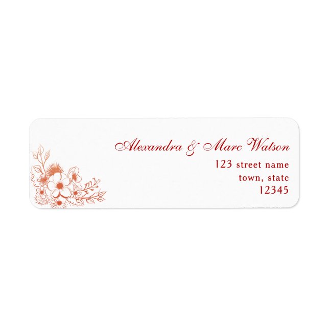 Étiquette Adresse de retour du Mariage Peach (Devant)