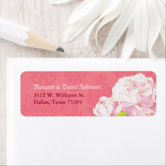 Étiquette Adresse de retour du Mariage Pink Peony