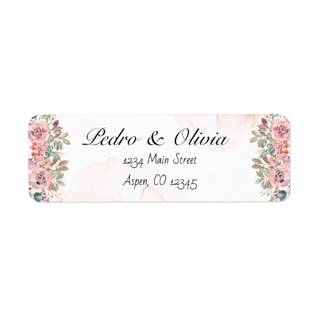 Étiquette Adresse de retour du mariage rose moderne (Devant)