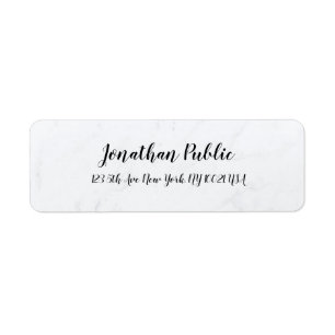 Étiquette Adresse de retour du Modèle de Marbre blanc minima