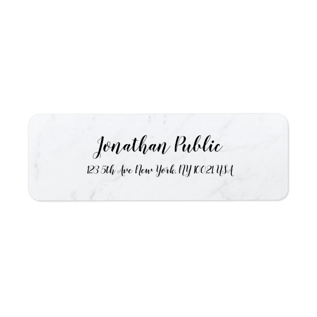 Étiquette Adresse de retour du Modèle de Marbre blanc minima (Devant)