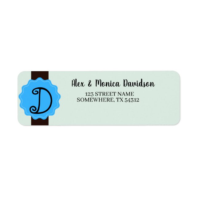Étiquette Adresse de retour du monogramme (Devant)