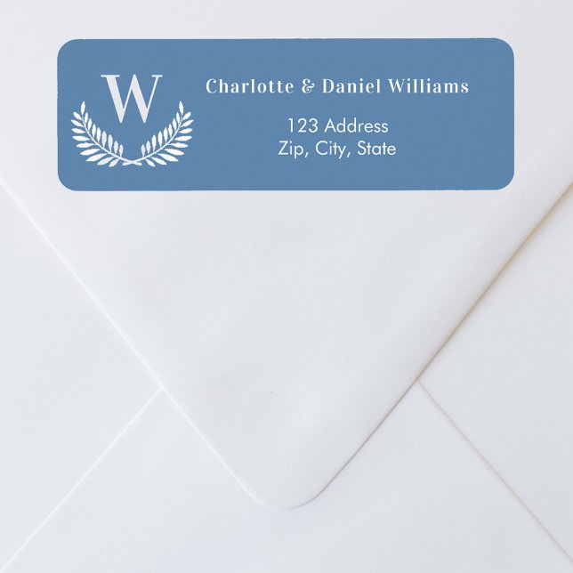 Étiquette Adresse de retour du monogramme de couronne blanch (Créateur téléchargé)