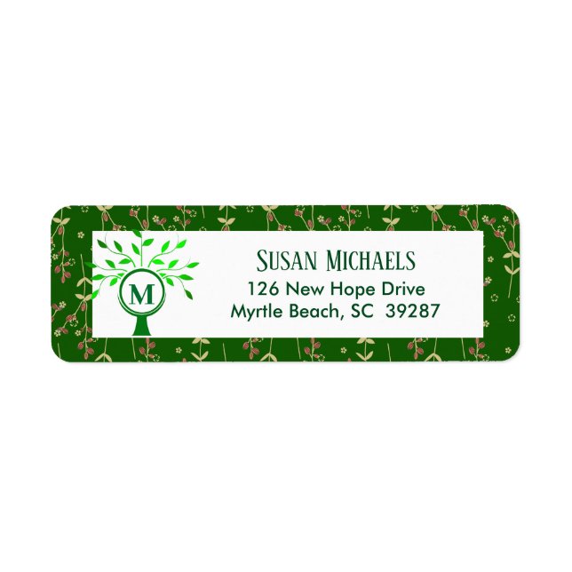 Étiquette Adresse de retour du monogramme de réunion familia (Devant)