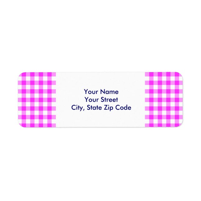 Étiquette Adresse de retour du Motif rose et blanc En vichy (Devant)