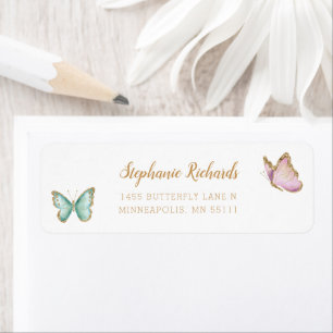 Étiquette Adresse de retour du papillon de Parties scintilla