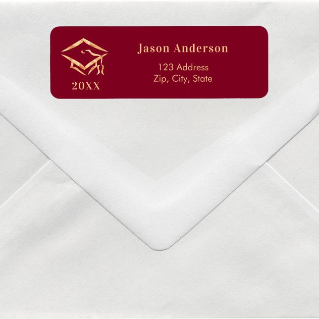 Étiquette Adresse de retour du plafond de graduation or bour (Créateur téléchargé)