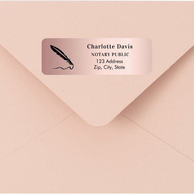 Étiquette Adresse de retour du stylo or rose (Créateur téléchargé)