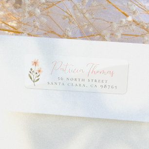 Étiquette Adresse de Retour Écriture Fleur Sauvage Bohème Él