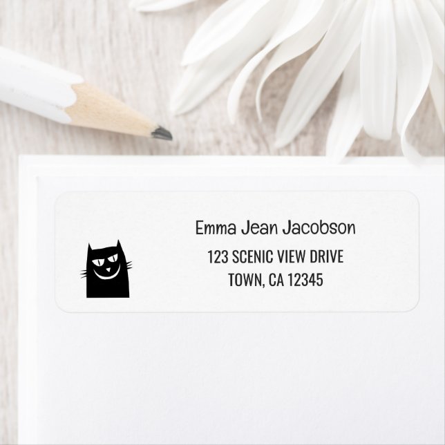 Étiquette Adresse de retour Élégant Moderne Chat Drôle Souri (En situation)