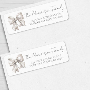 Étiquette Adresse de Retour Élégant Ruban Blanc