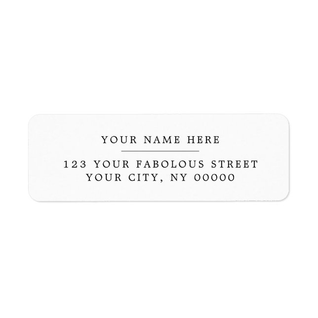Étiquette Adresse de retour élégante classique serif minimal (Devant)