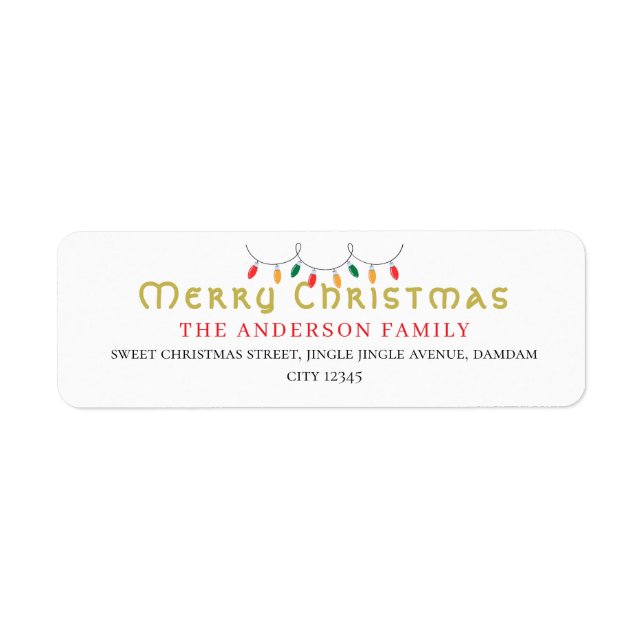 Étiquette Adresse de retour élégante et simple de Noël (Devant)