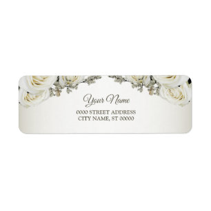 Étiquette Adresse de Retour Élégante Fleurs Blanches de Mari