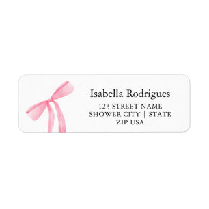 Étiquette Adresse de Retour Élégante Moderne Rose avec Nœud
