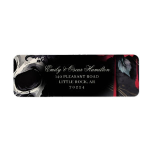 Étiquette Adresse de retour élégante Rose rouge et noire got