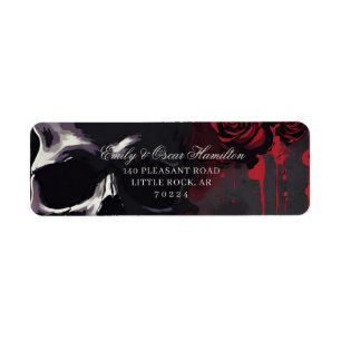 Étiquette Adresse de retour élégante Rose rouge et noire got