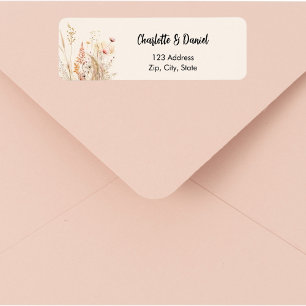 Étiquette Adresse de retour en écriture rose blanc cassé de 