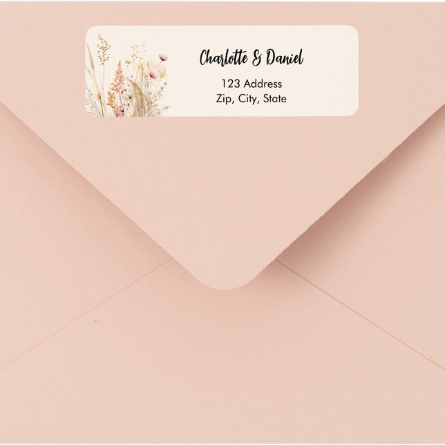 Étiquette Adresse de retour en écriture rose blanc cassé de  (Créateur téléchargé)