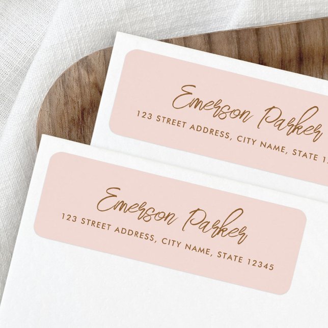 Étiquette Adresse de retour en rose pâle du script tendance (Créateur téléchargé)
