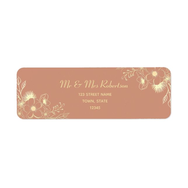 Étiquette Adresse de retour en terre cuite Boho pour mariage (Devant)