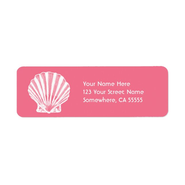 Étiquette Adresse de retour Étiquette//Coquille de mer rose (Devant)