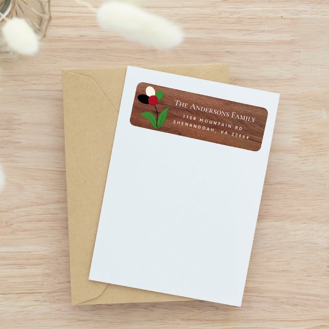 Étiquette Adresse de retour famille avec Palestine Floral (Return Address With Floral in Palestine Flag Colors)