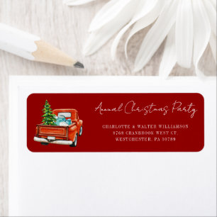 Étiquette Adresse de Retour Fête de Noël Camionnette Rouge R
