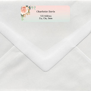 Étiquette Adresse de retour fleur or rose