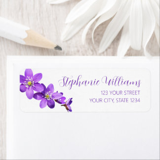 Étiquette Adresse de retour Fleurs d'Hépatique Violette