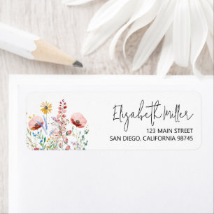 Étiquette Adresse de Retour Fleurs Sauvages