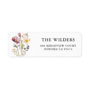 Étiquette Adresse de retour Fleurs sauvages aquarelle