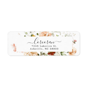 Étiquette Adresse de Retour Florale Bohème Élégante Manuscri