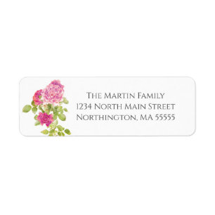 Étiquette Adresse de retour florale de roses vintages roses