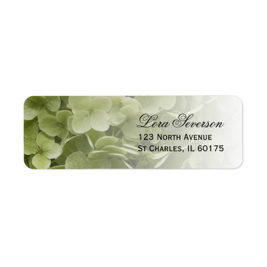 Étiquette Adresse de retour florale d'hortensia vert