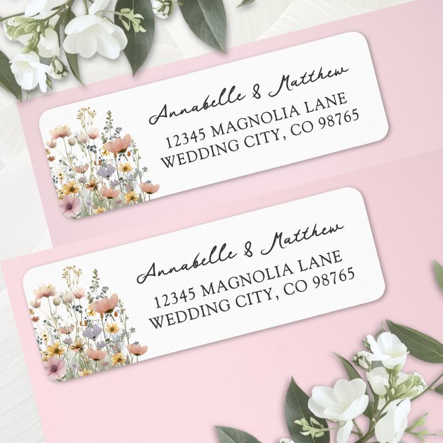 Étiquette Adresse de retour florale Fleur sauvage (Wildflower Floral Return Address Label )
