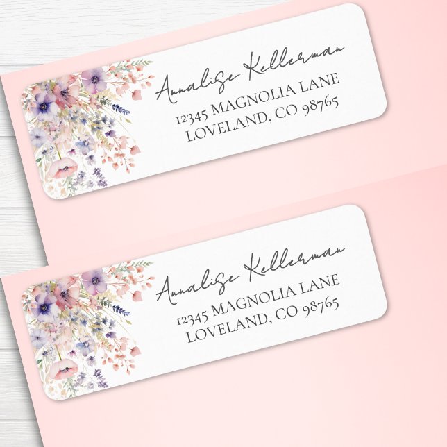 Étiquette Adresse de Retour Florale Fleur Sauvage (Wildflower Pastel Floral Return Address label)
