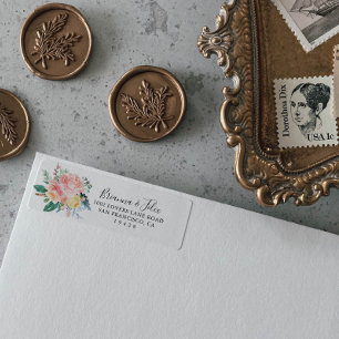 Étiquette Adresse de retour florale tropicale illustrée