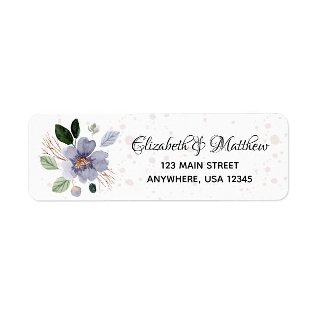 Étiquette Adresse de Retour Florale Violette Élégante (Devant)