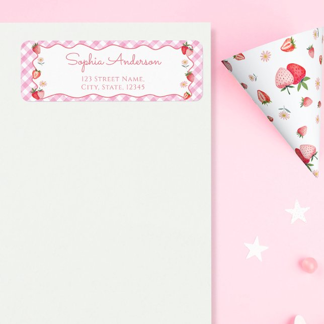 Étiquette Adresse de retour fraise baie (Créateur téléchargé)