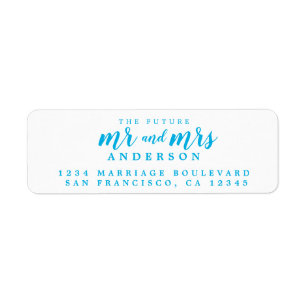 Étiquette Adresse de retour Future Mr Mrs encre bleue Script