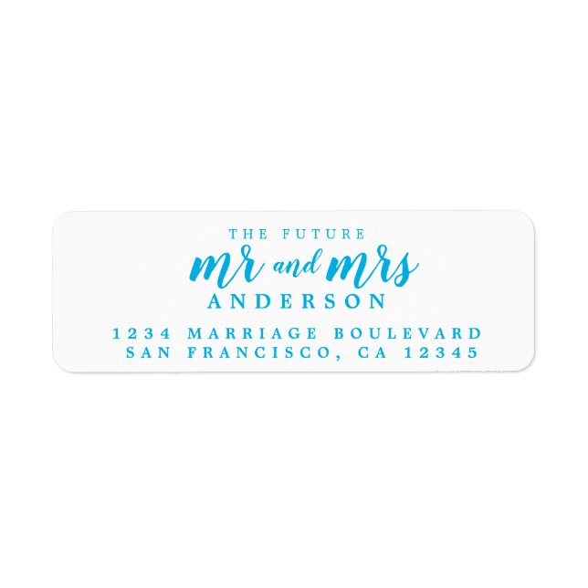 Étiquette Adresse de retour Future Mr Mrs encre bleue Script (Devant)
