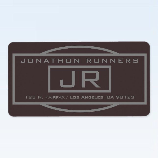 Étiquette Adresse de retour géométrique Brown foncé et gris (Créateur téléchargé)
