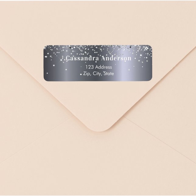 Étiquette Adresse de retour glamour paillettes argentées (Créateur téléchargé)