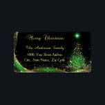 Étiquette Adresse de retour Gold Green Christmas<br><div class="desc">Adressez vos enveloppes avec ce étiquette de adresse de Noël élégant orné de tourbillons vert et or lumineux avec joyeux design texte de Noël sur arrière - plan noir. Simple mais élégant, ce étiquette de retour personnalisé apportera la touche de Noël parfaite à vos invitations et enveloppes correspondantes. Cliquez sur...</div>