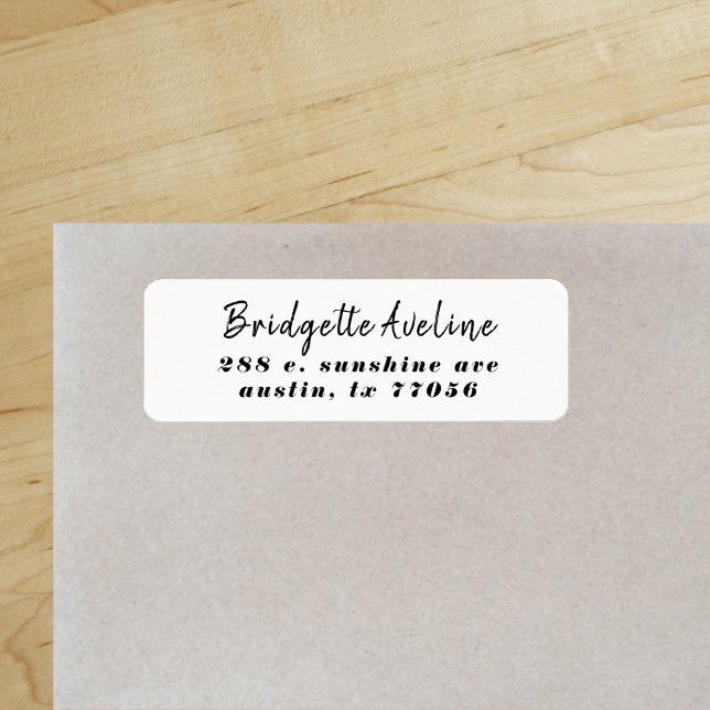 Étiquette Adresse de Retour Gras Beauté Écriture Élégante ("Everyday is abundantly beautiful." 
Sincerely Best Wishes from Lucky Design World)